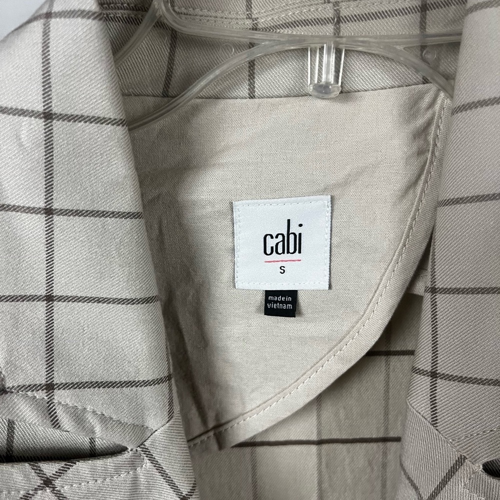 Cabi Women's Windowpane Khaki Cinched Waist Button Front Jacket- Size‎ Small - Picture 5 of 9